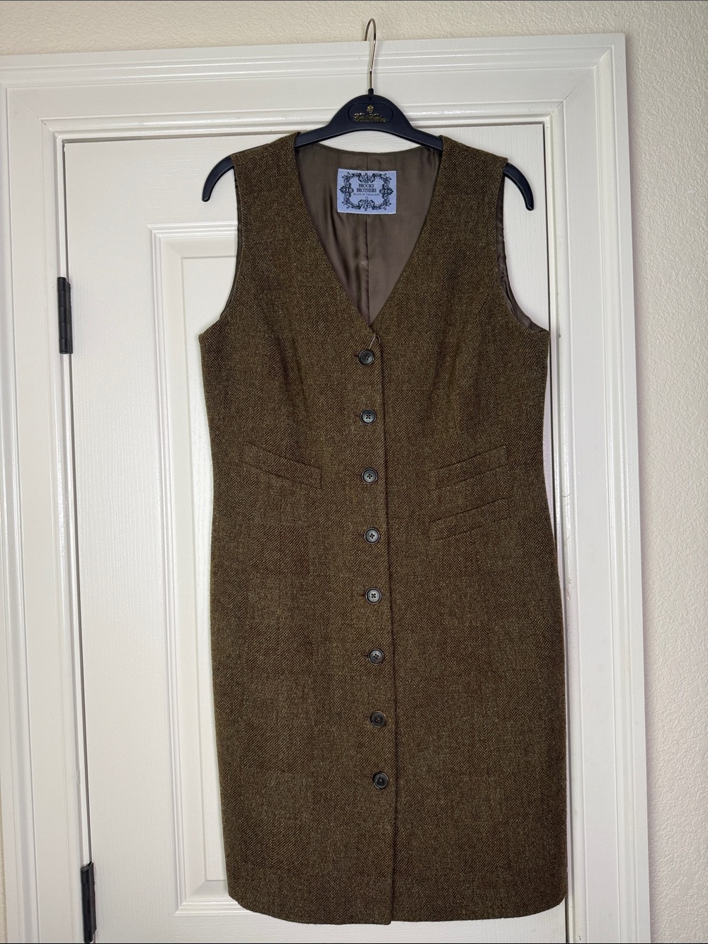 Brooks Brothers Wool Blend Brown Button-Front Sheath Dress - Picture 2 of 6